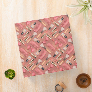 Pink Makeup Cosmetics Pattern Glitter  Binder