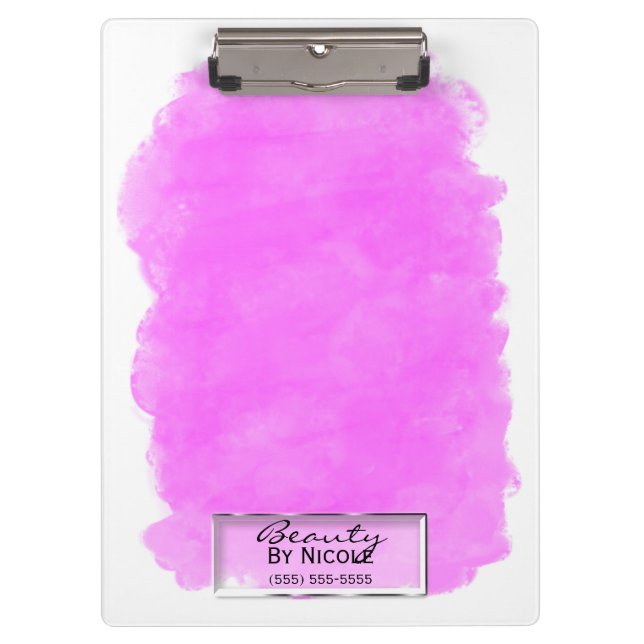 Pink Makeup Splotch Elegant Chic Glam Personalized Clipboard (Front)