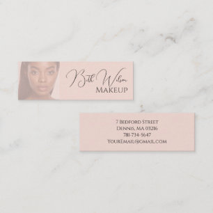 Pink Makeup Square with 3 photos Business Mini Business Card