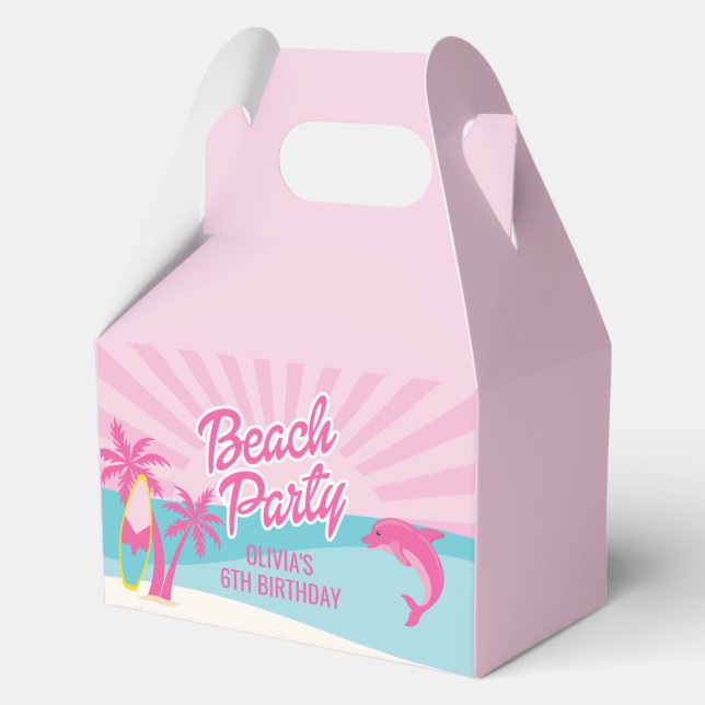 Pink Malibu Beach Birthday Favor Box (Front)