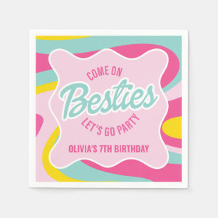 Pink Malibu Beach Palm Pool Party Birthday Napkin
