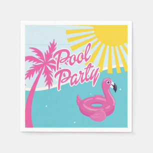 Pink Malibu Beach Palm Pool Party Birthday Napkin