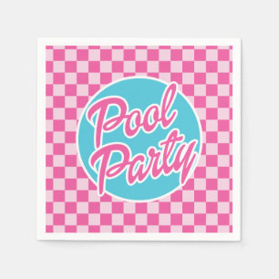 Pink Malibu Pool Party Birthday Napkin