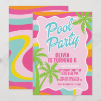 pink malibu swirl pool party birthday