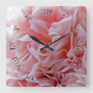 Pink Mallow Square Wall Clock
