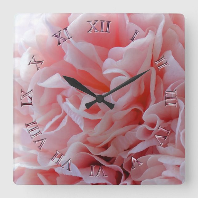  Pink Mallow Square Wall Clock (Front)