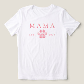 Pink Mama Gingham Paw Print Birthday Tri-Blend Shirt