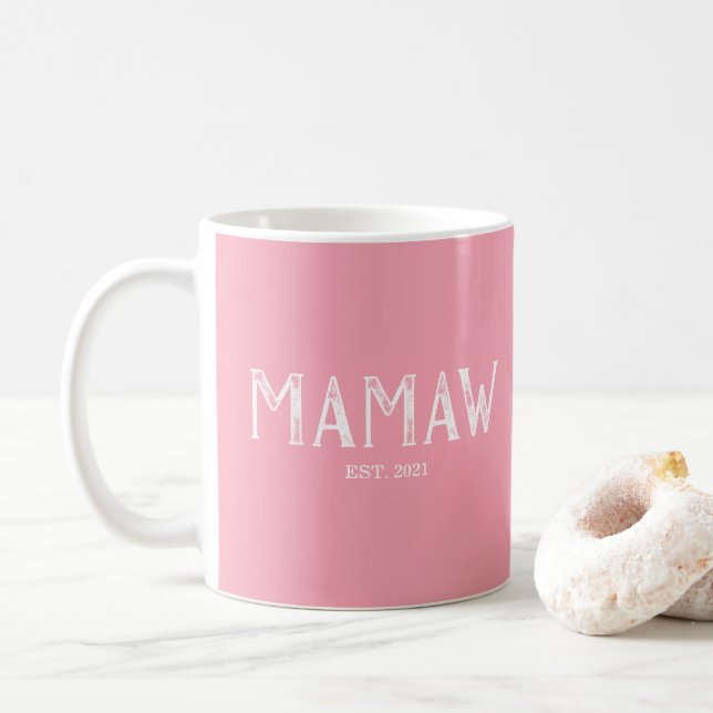 Pink Mamaw Year Established Coffee Mug (With Donut)