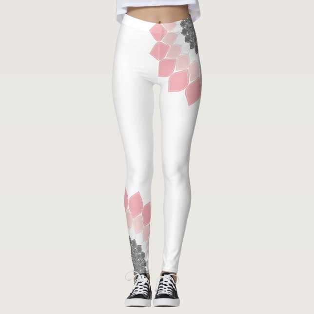 Pink Mandala artwork trendy summer and spring Leggings (Front)