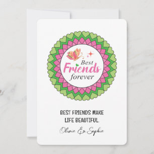 Pink Mandala Best Friend Personalized Holiday Card
