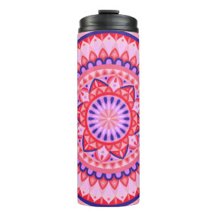 Pink Mandala Boho Travel Vibrant Geometric Pattern Thermal Tumbler