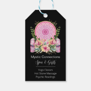Pink Mandala Crystals Flower Energy Yoga Reiki Spa Gift Tags