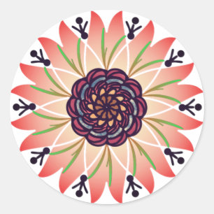 pink mandala flower classic round sticker