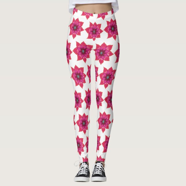 Pink Mandala Flowers Custom Leggings (Front)