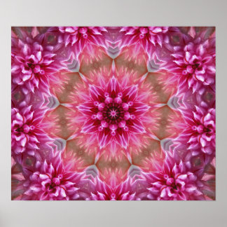 Pink Mandala From Centre Colourful Fractal Art  Poster