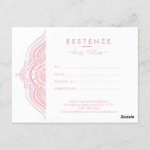 Pink Mandala Gift Certificate Design Postcard