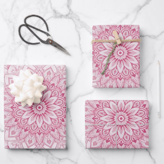 Pink Mandala Gift Wrap – Intricate Floral Symmetry
