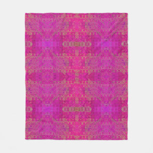 Pink Mandala Pattern Fleece Blanket