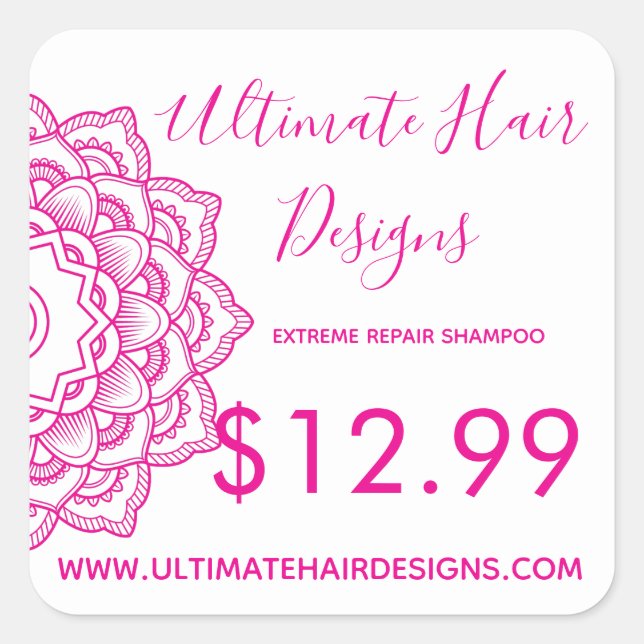 Pink Mandala Price Square Sticker (Front)