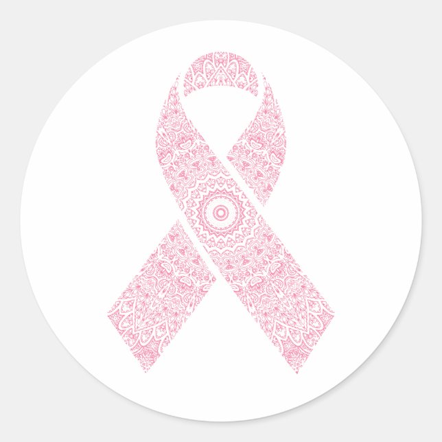 Pink Mandala Ribbon Breast Cancer | Sticker (Front)