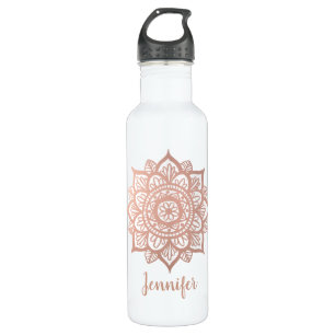 Pink Mandala Rose Gold Flower Custom Name 710 Ml Water Bottle