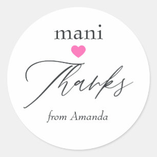 Pink Mani Thanks Bridal Shower Classic Round Sticker