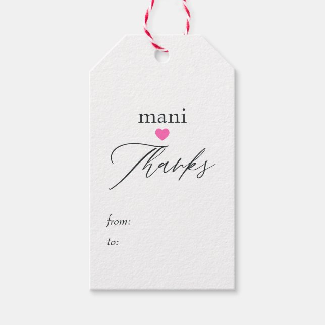 Pink mani thanks gift tags (Front)