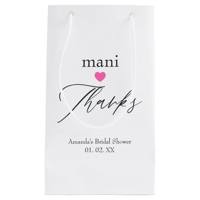 Pink mani thanks small gift bag (Front)