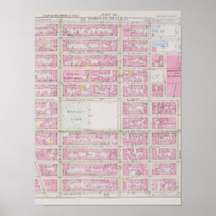 Pink Map Featuring Bryant Park Poster