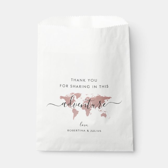 Pink Map World Adventure Travel Theme Favour Bag (Front)