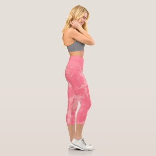 Pink Marble Abstract Capri Leggings