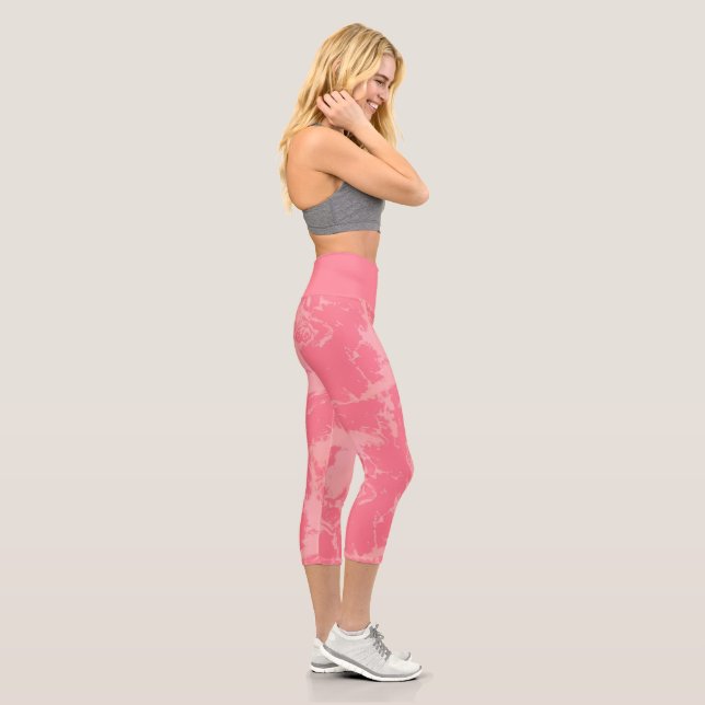Pink Marble Abstract Capri Leggings (Right)