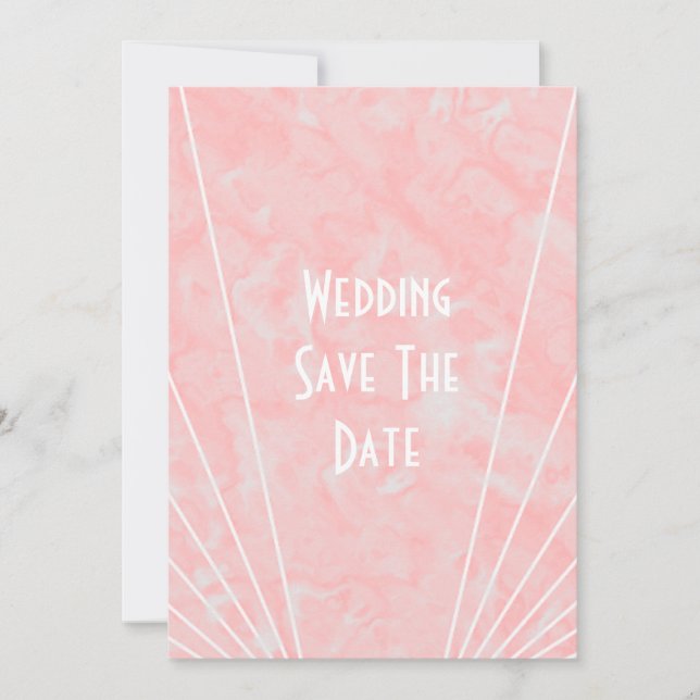 Pink Marble Art Deco Design Wedding Save The Date (Front)