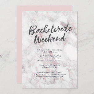 Pink Marble Bachelorette Weekend Invitation