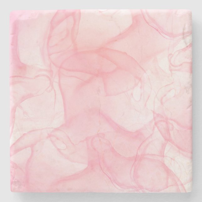Pink marble background, fluid art background stone coaster (Front)