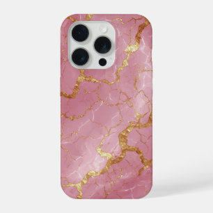 Pink Marble Background With Gold Veins iPhone 15 Pro Case
