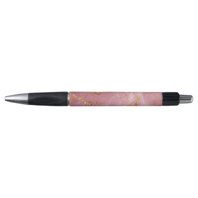 Pink Marble Background With Gold Veins Pen (Front)