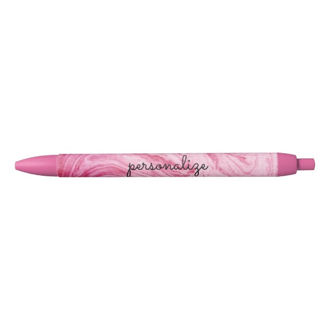 pink marble beautiful texture pattern personalize black ink pen (Front)