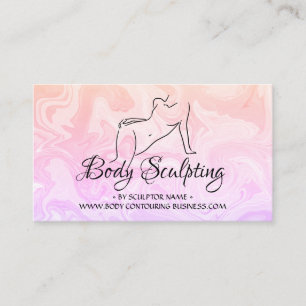 Pink marble Body sculpting contouring spa woman Business Card