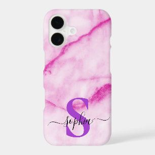 pink marble chic gold glitter monogram