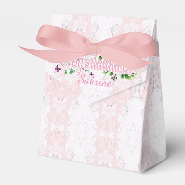 Pink Marble Congratulations Favour Box (Front Side)