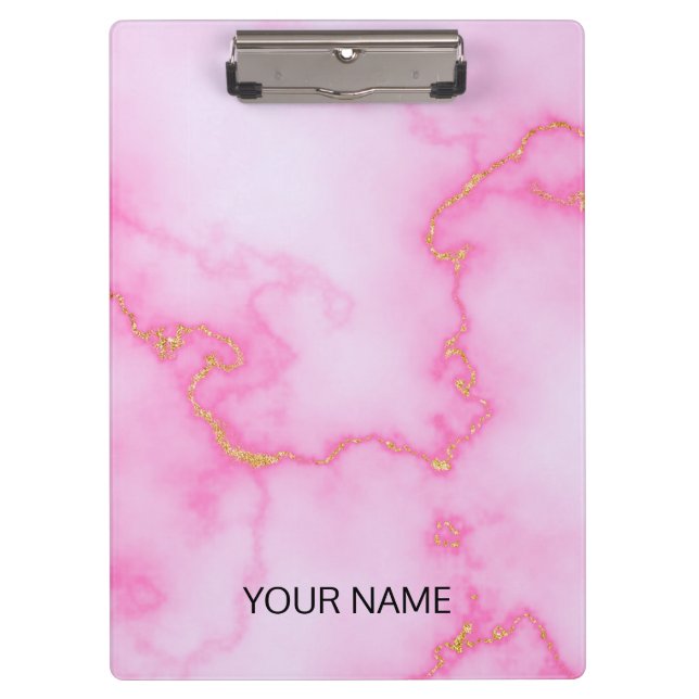 Pink Marble Customize  Clipboard (Front)