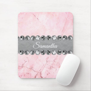 Pink Marble Diamond Bling           Mouse Pad
