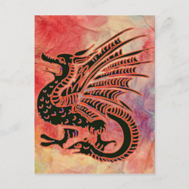 Pink Marble Dragon Postcard (Front)