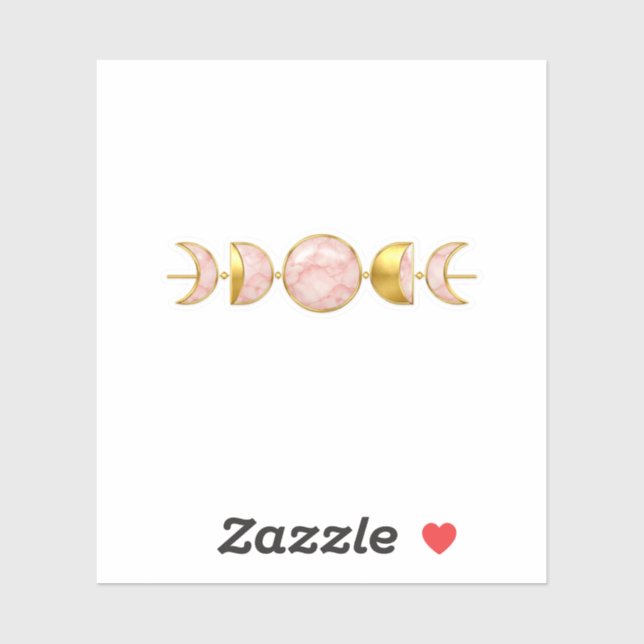 Pink Marble Gold Crescent Moon Phases Symbol (Sheet)