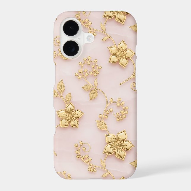 Pink Marble Gold Filigree iPhone 17 Slim Case (Verso)
