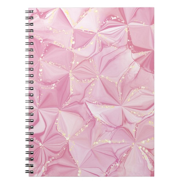 Pink Marble Gold Geode Abstract Pattern Notebook (Front)