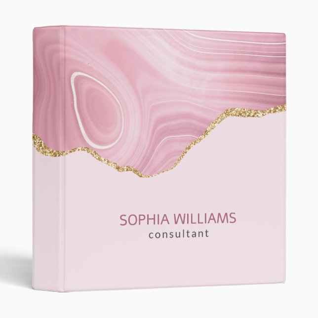 Pink Marble Gold Glitter Binder (Front/Spine)