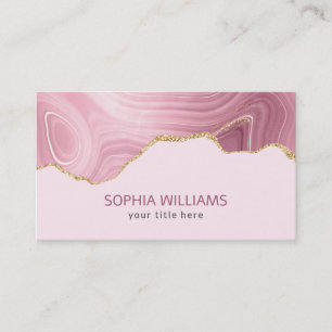 Pink Marble Gold Glitter Business Card