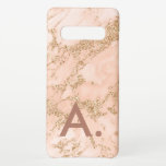 Pink Marble Gold Glitter Monogram Custom Initial  Samsung Galaxy Case<br><div class="desc">Personalize by adding your own initial.</div>